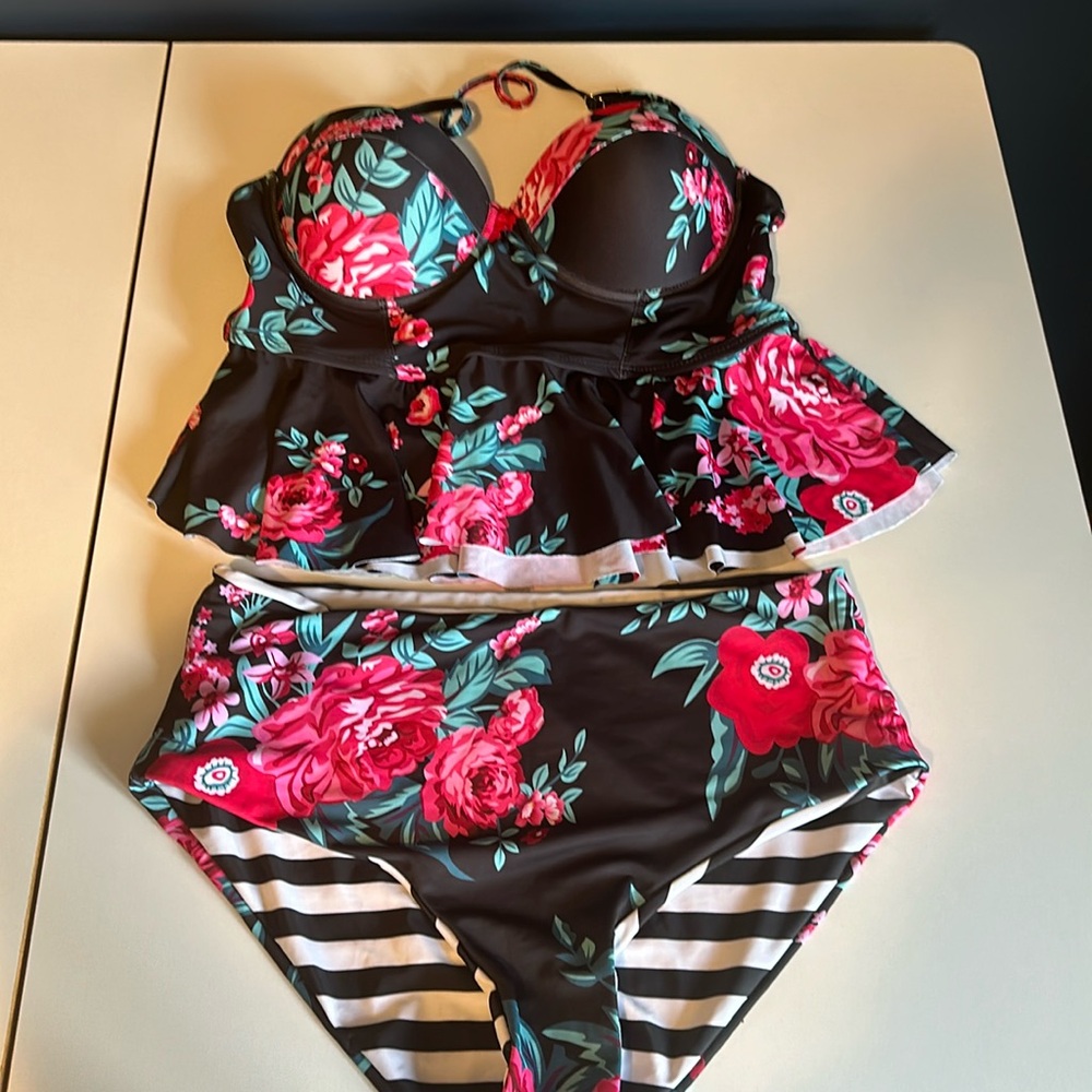 Floral High Waisted Tankini